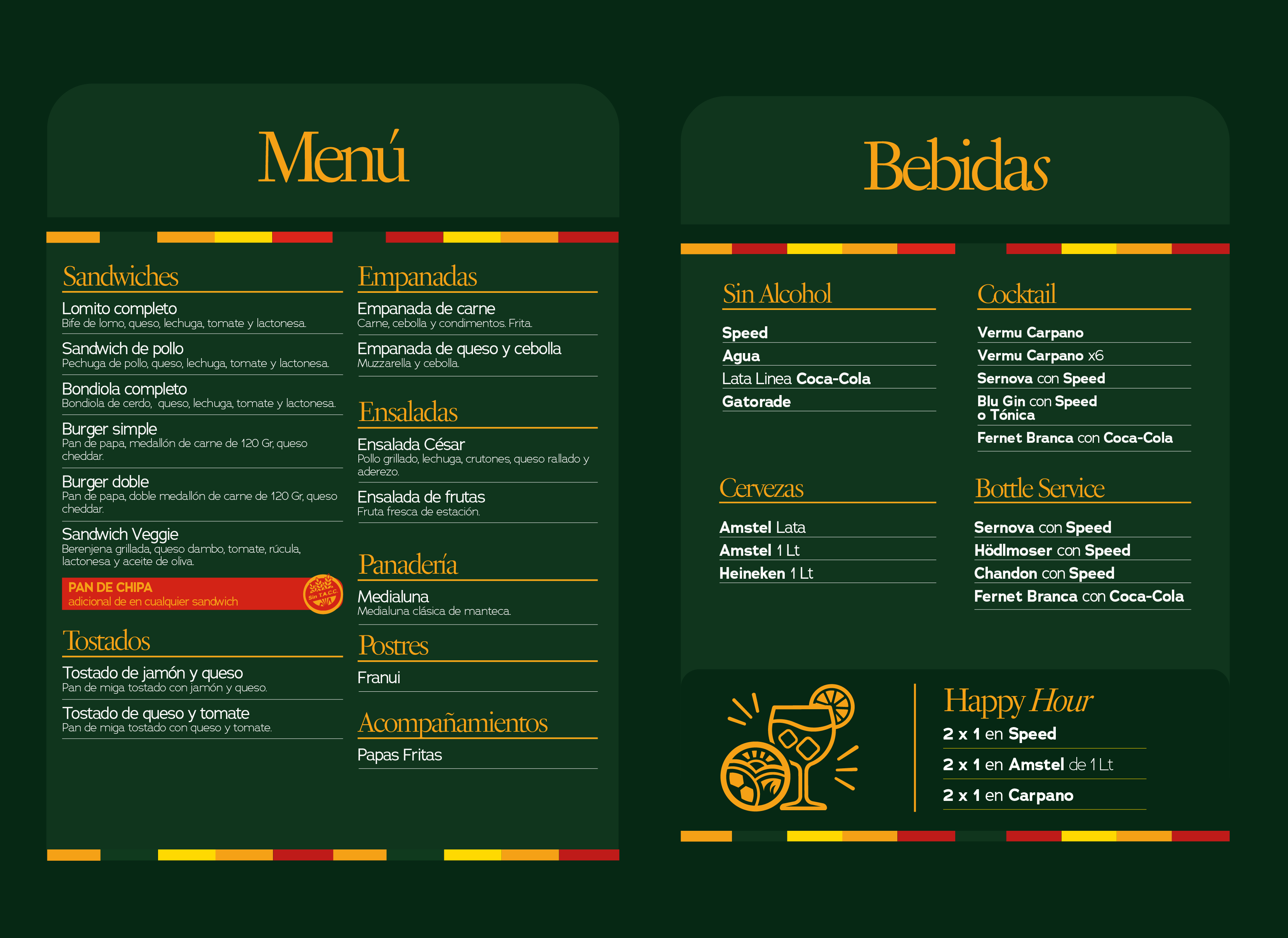 Menú de comidas